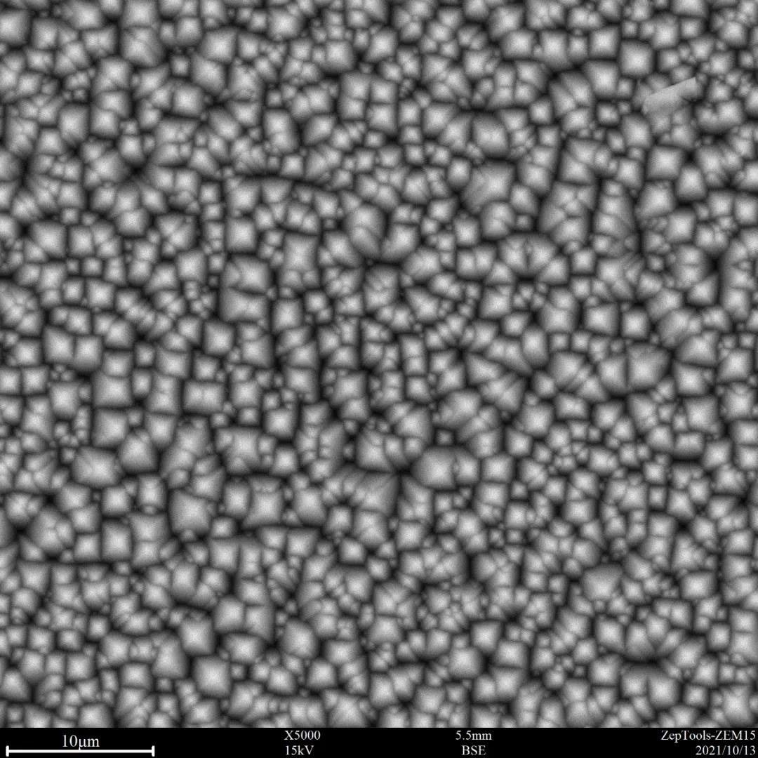 15 kV下常规模式拍摄的未喷金硅片表面