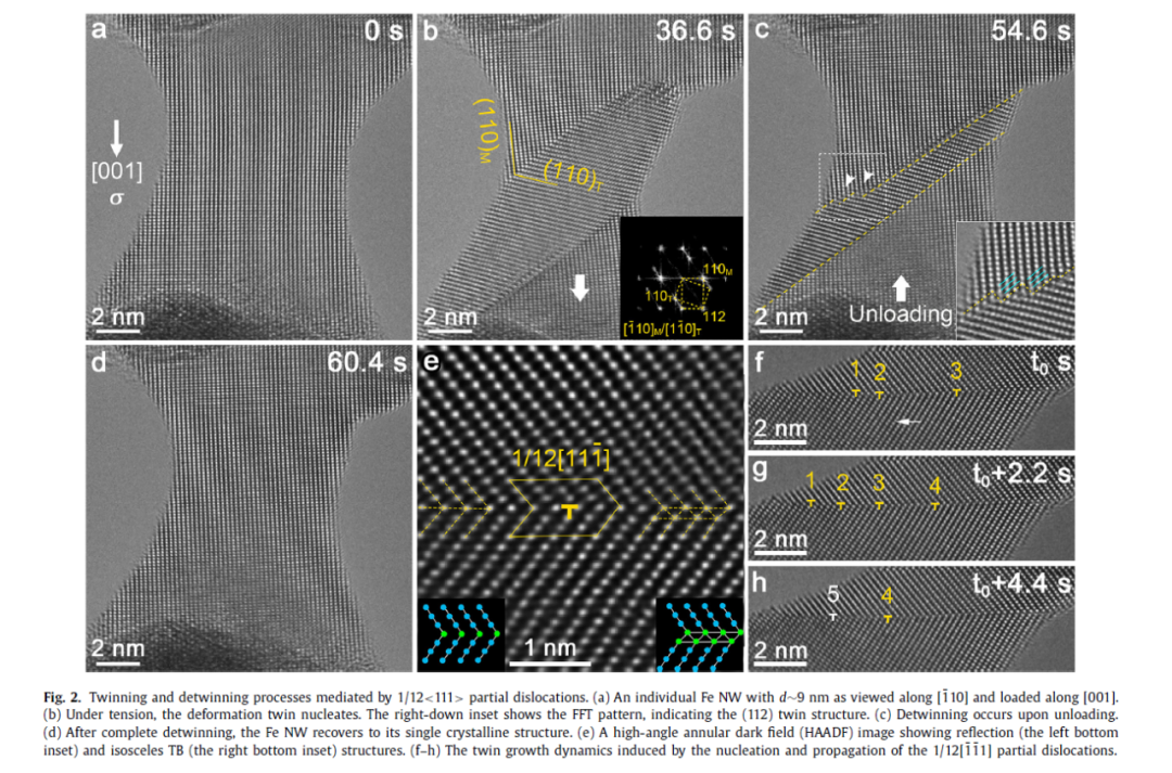 部分位错调制的孪生（Twinning）和去孪生（Detwinning）过程观察